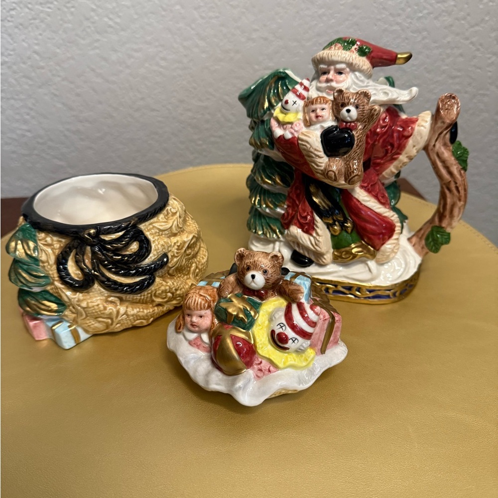 Fitz and Floyd Renaissance Santa Christmas Sugar & Creamer Set NIB - Picture 10 of 12